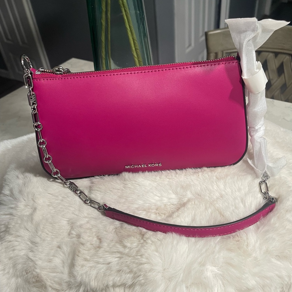 Michael Kors Deep Fuchsia Chain Pouchette - Picture 6 of 13